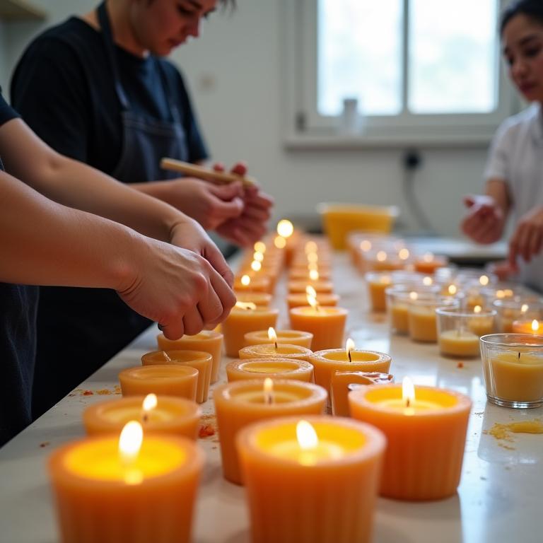Artesanos creando velas personalizadas en Barcelona